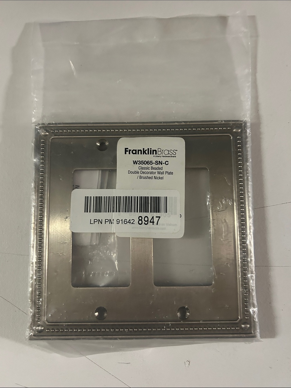 Brushed Nickel Double Decorator Wall Plate - Brushed Nickel